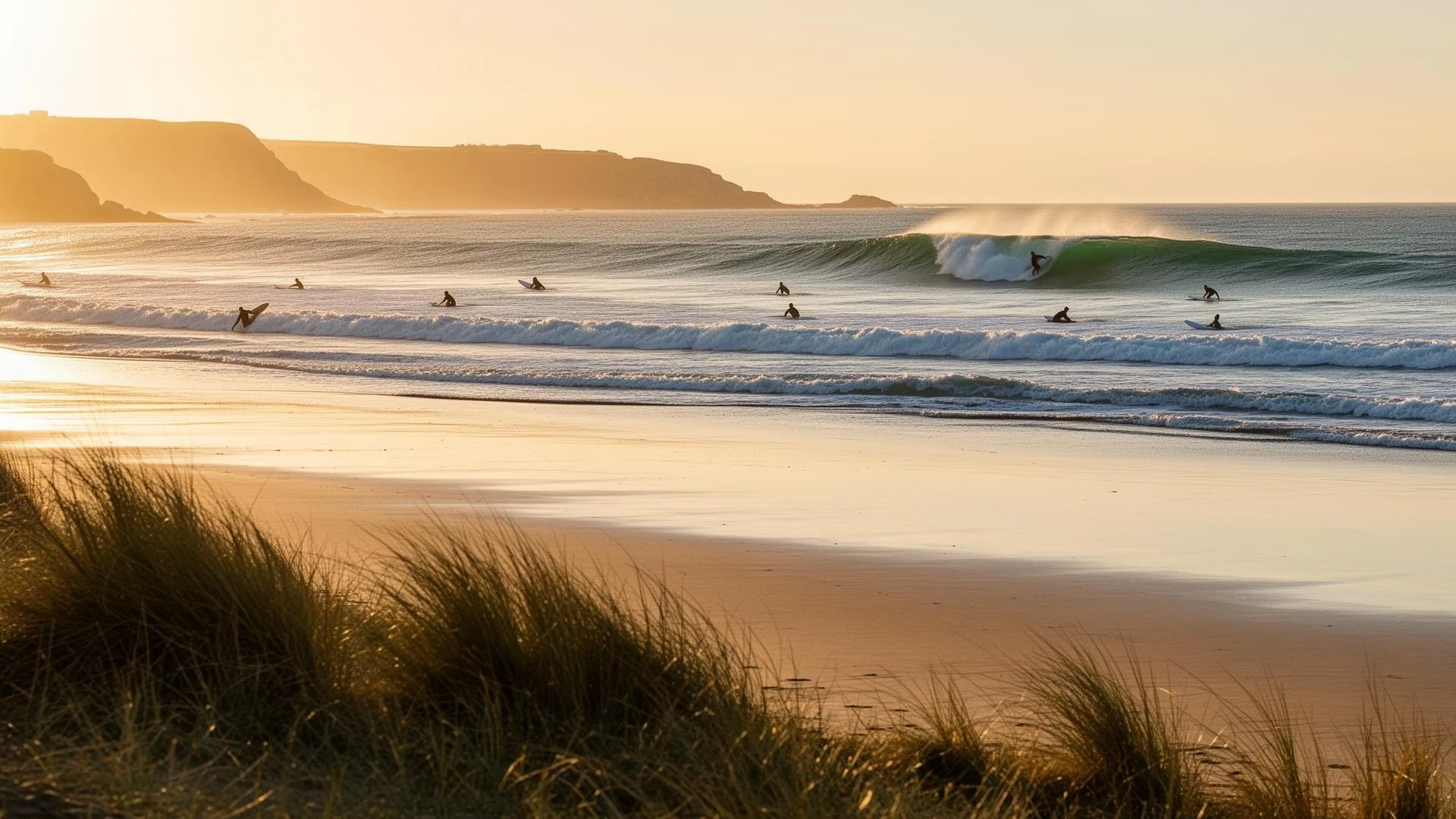 Surf session at Watersplash, St Ouen's Bay — Jersey
